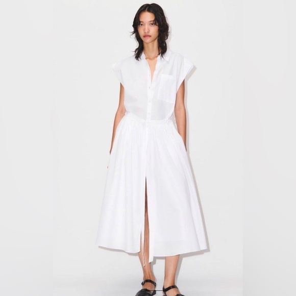 ZARA ~ Cotton Blends Sleeveless Split Midi Dress - Picture 3 of 10